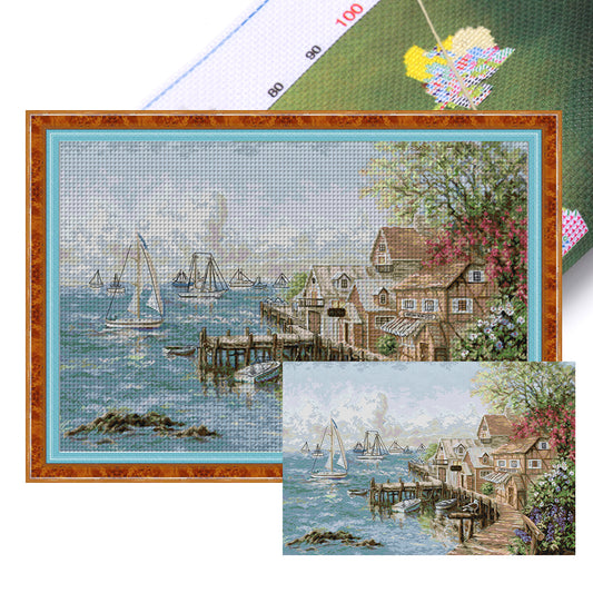 Mariners Harbor - 14CT Stamped Cross Stitch 75*52CM(Joy Sunday)