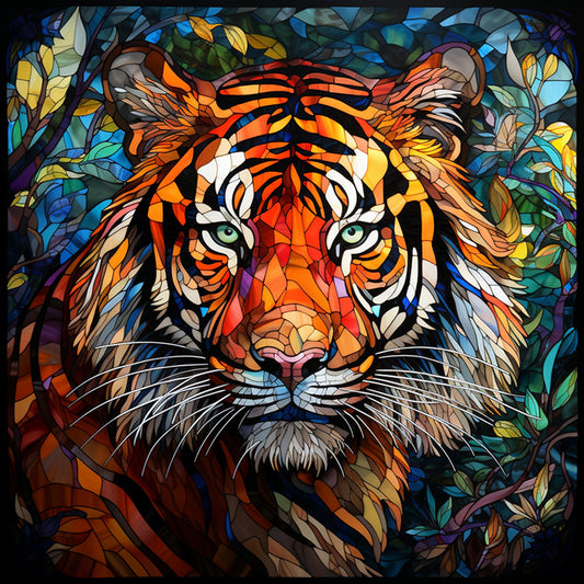 Tiger Glass Painting - Full Round Drill Diamond Painting 40*40CM