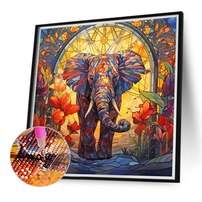 Elephant Glass Painting - Full Round Drill Diamond Painting 40*40CM