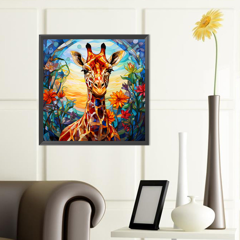 Giraffe Glass Painting - Full Round Drill Diamond Painting 40*40CM