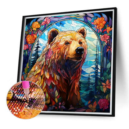 Brown Bear Glass Painting - Full Round Drill Diamond Painting 40*40CM