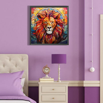 Lion Glass Painting - Full Round Drill Diamond Painting 40*40CM