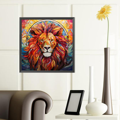 Lion Glass Painting - Full Round Drill Diamond Painting 40*40CM