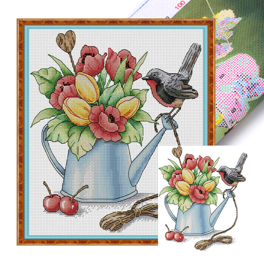 Spring Bouquet - 14CT Stamped Cross Stitch 29*31CM(Joy Sunday)