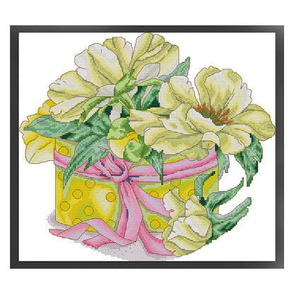 Yellow Peony - 14CT Stamped Cross Stitch 37*43CM(Joy Sunday)