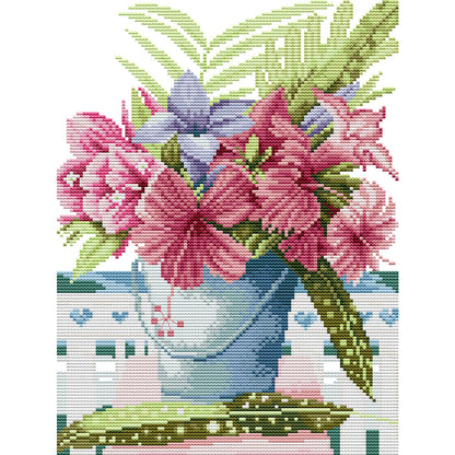 Flowers - 14CT Stamped Cross Stitch 26*34CM(Joy Sunday)