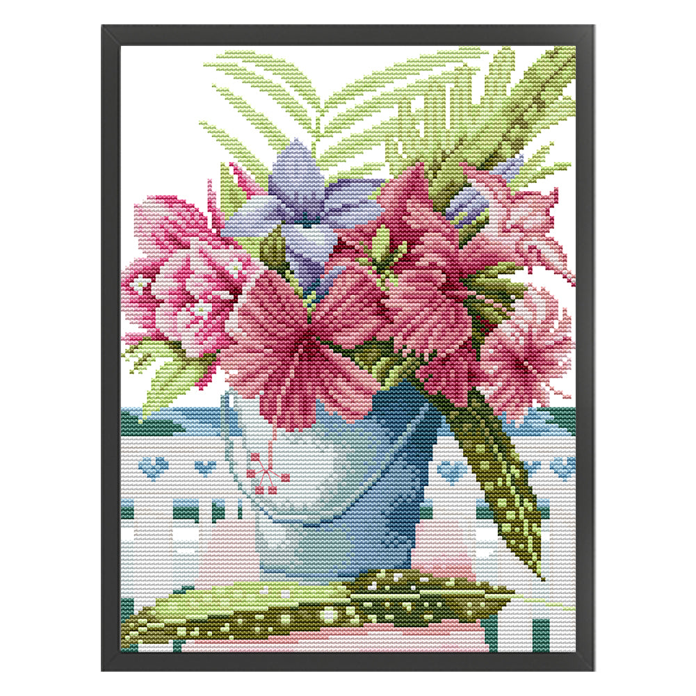 Flowers - 14CT Stamped Cross Stitch 26*34CM(Joy Sunday)