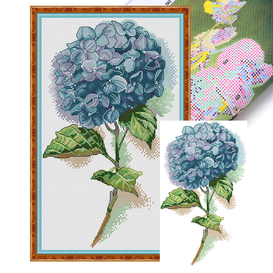 Blue Hydrangeas - 14CT Stamped Cross Stitch 22*35CM(Joy Sunday)