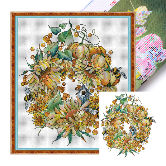 Autumn Harvest Garland - 14CT Stamped Cross Stitch 33*37CM(Joy Sunday)