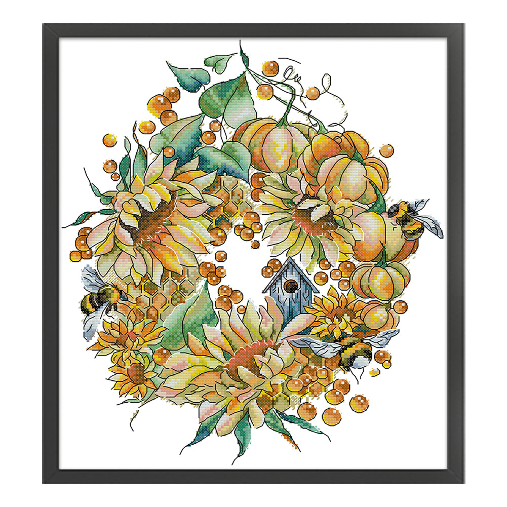 Autumn Harvest Garland - 14CT Stamped Cross Stitch 33*37CM(Joy Sunday)