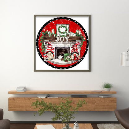 Christmas Gnome And Fireplace - 18CT Stamped Cross Stitch 25*25CM