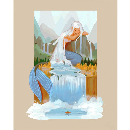 The Silver-Haired Mermaid Enters Dreamland - Full Round Drill Diamond Painting 40*50CM