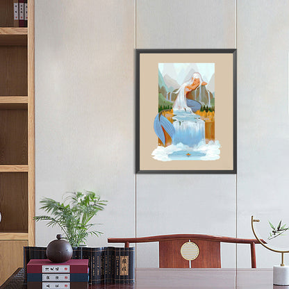 The Silver-Haired Mermaid Enters Dreamland - Full Round Drill Diamond Painting 40*50CM