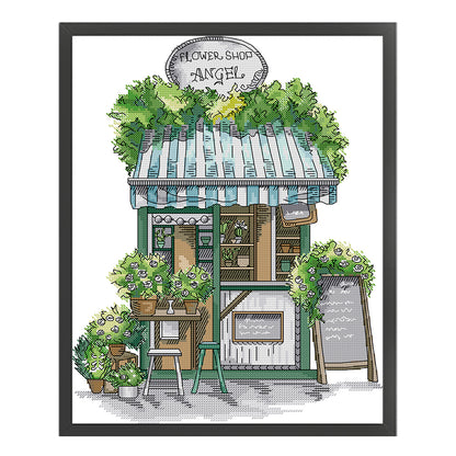 Flower Shop - 14CT Stamped Cross Stitch 30*37CM(Joy Sunday)