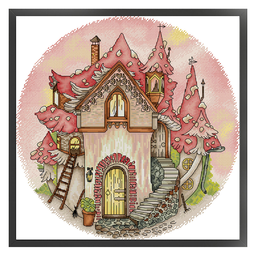 Mushroom Manor - 14CT Stamped Cross Stitch 38*38CM(Joy Sunday)