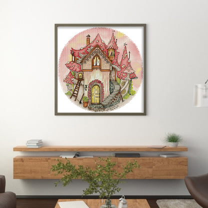 Mushroom Manor - 14CT Stamped Cross Stitch 38*38CM(Joy Sunday)