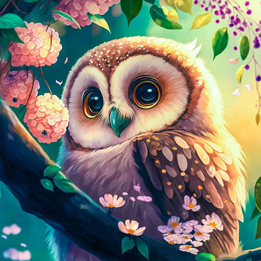 Big Eyed Owl - Full Round Drill Diamond Painting 40*40CM