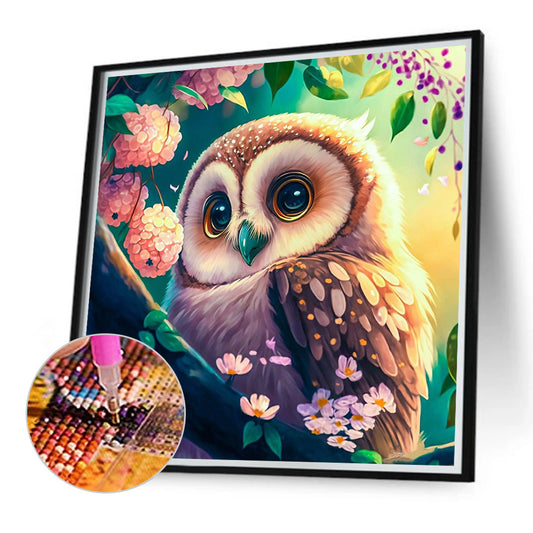 Big Eyed Owl - Full Round Drill Diamond Painting 40*40CM
