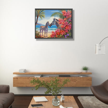 Zebra By The Sea - Full Round Drill Diamond Painting 50*40CM