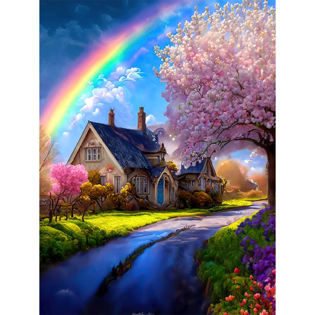 Rainbow Country Cottage - 11CT Stamped Cross Stitch 50*65CM