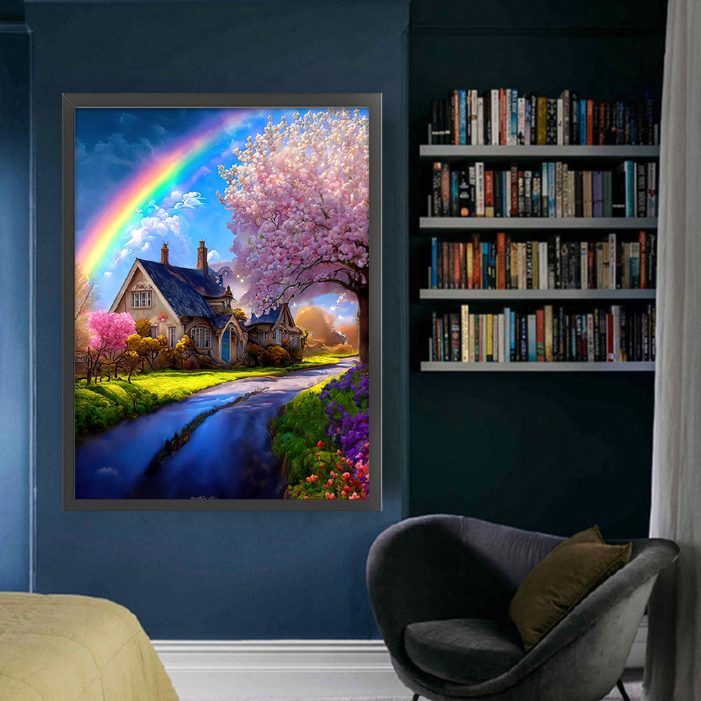 Rainbow Country Cottage - 11CT Stamped Cross Stitch 50*65CM