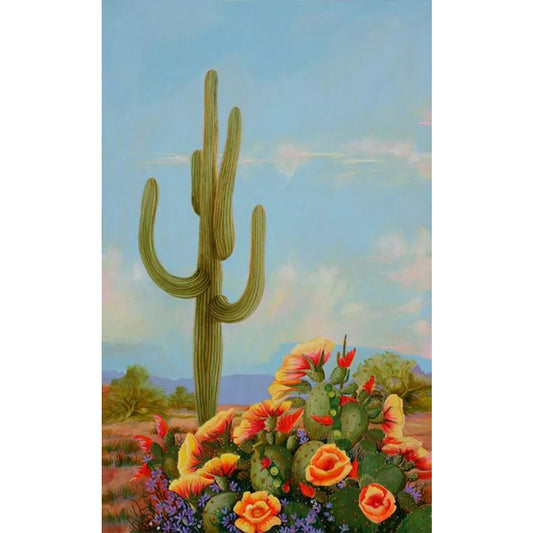 Cactus Flower - Full Round Drill Diamond Painting 30*50CM