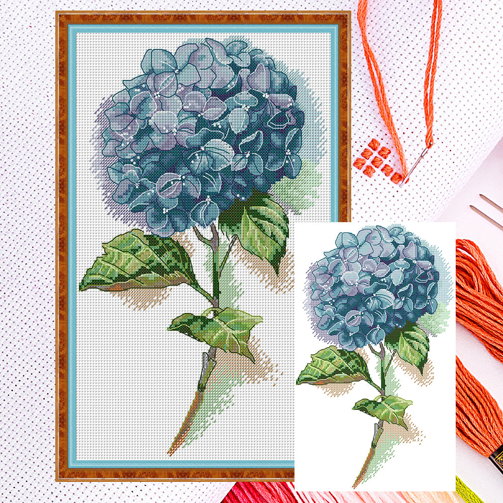 Blue Hydrangeas - 14CT Counted Cross Stitch 22*35CM(Joy Sunday)