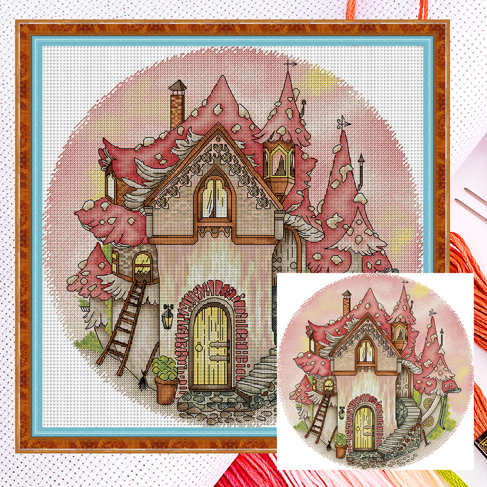 Mushroom Manor - 14CT Counted Cross Stitch 38*38CM(Joy Sunday)