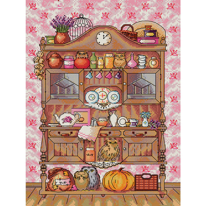 Owl Bookshelf - 14CT Counted Cross Stitch 30*40CM(Joy Sunday)