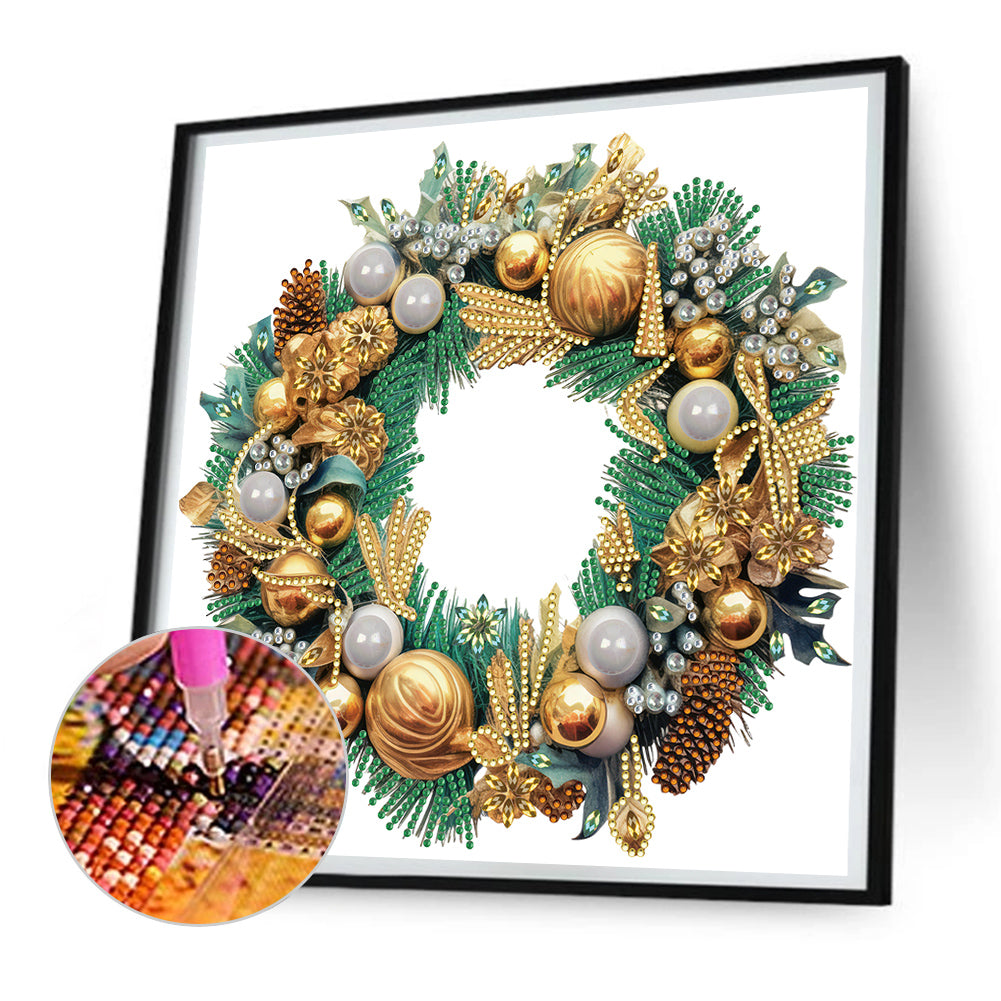 Christmas Wreath -Special Shaped Drill Diamond Painting 30*30CM