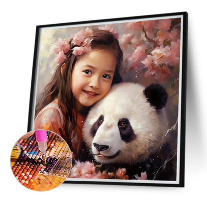 Girl And Panda - Full Round Drill Diamond Painting 40*40CM