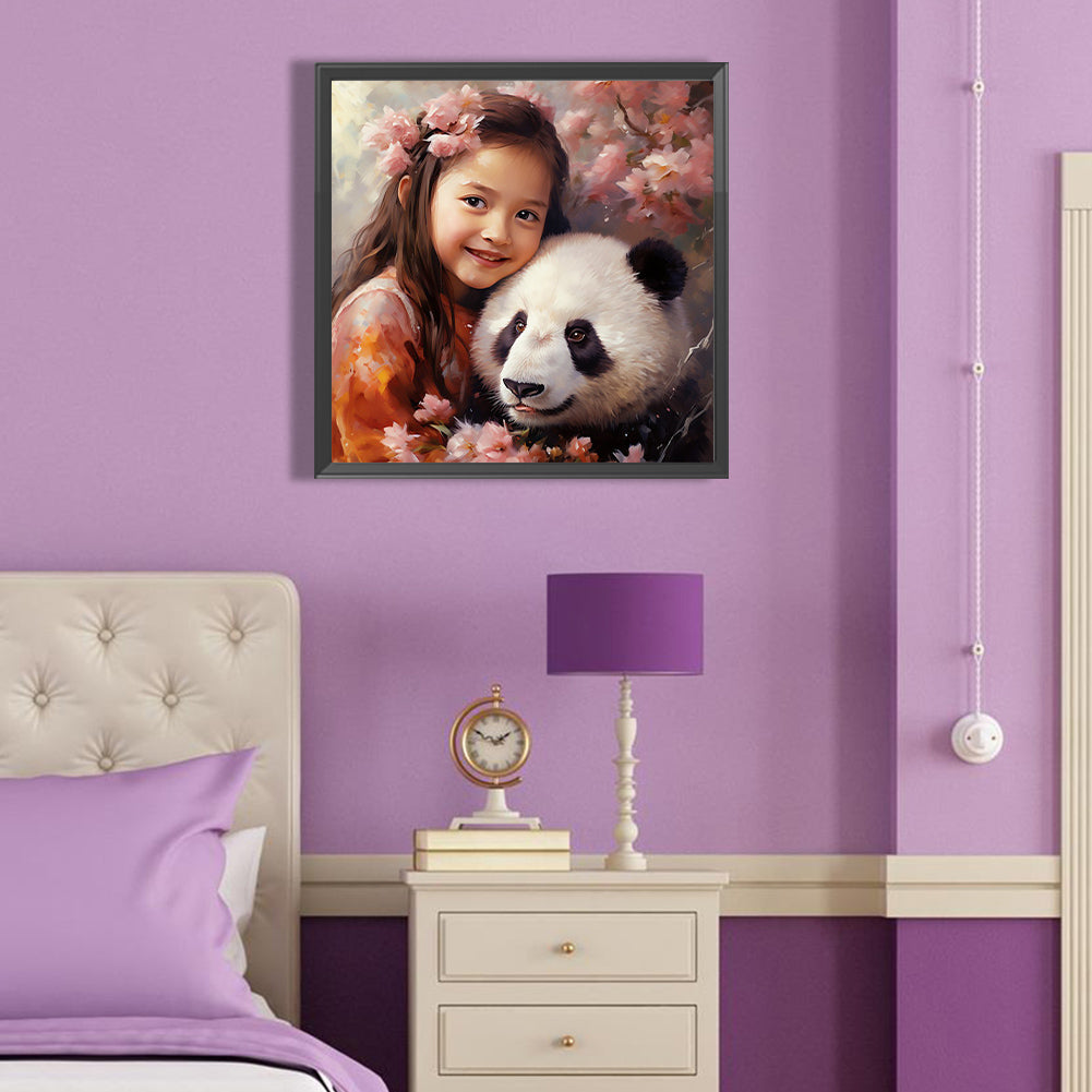 Girl And Panda - Full Round Drill Diamond Painting 40*40CM