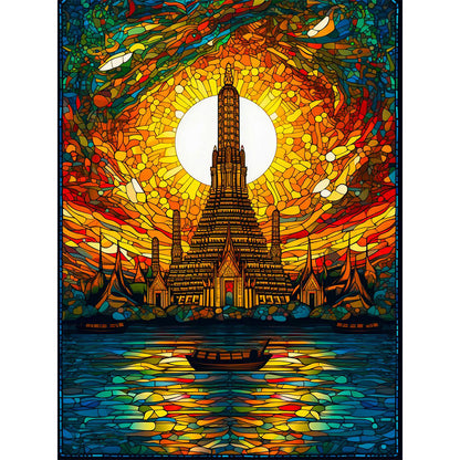 Glass Painting - Wat Arun, Bangkok - 14CT Stamped Cross Stitch 50*65CM