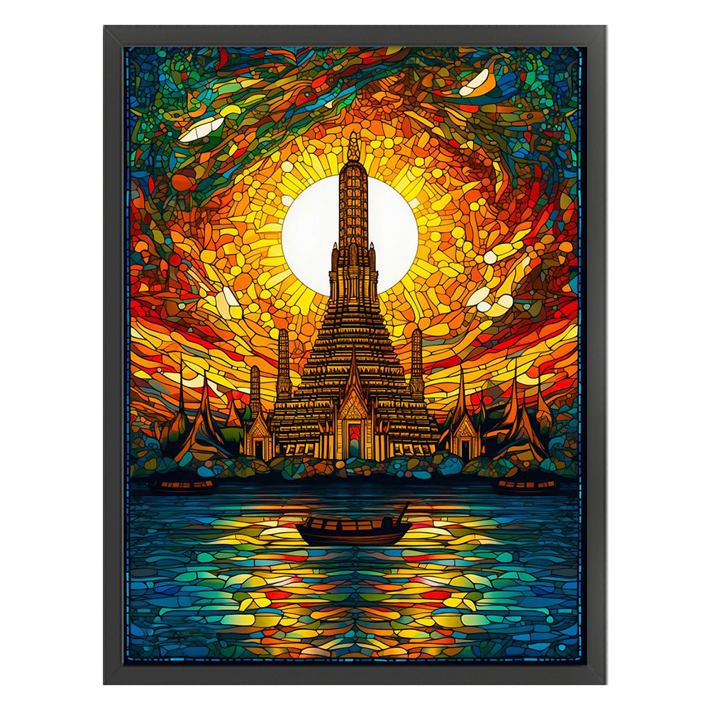 Glass Painting - Wat Arun, Bangkok - 14CT Stamped Cross Stitch 50*65CM