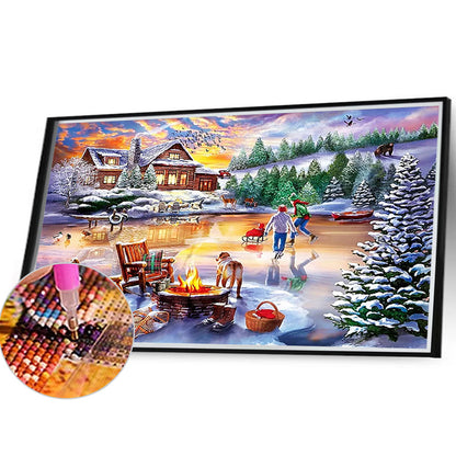 Rural Winter Scene - Full Square Drill Diamond Painting 40*30CM