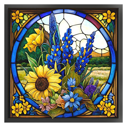 Glass Painting-Sunflower Bush - 14CT Stamped Cross Stitch 40*40CM