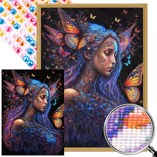 Butterfly Girl - Full Round AB Drill Diamond Painting 40*55CM