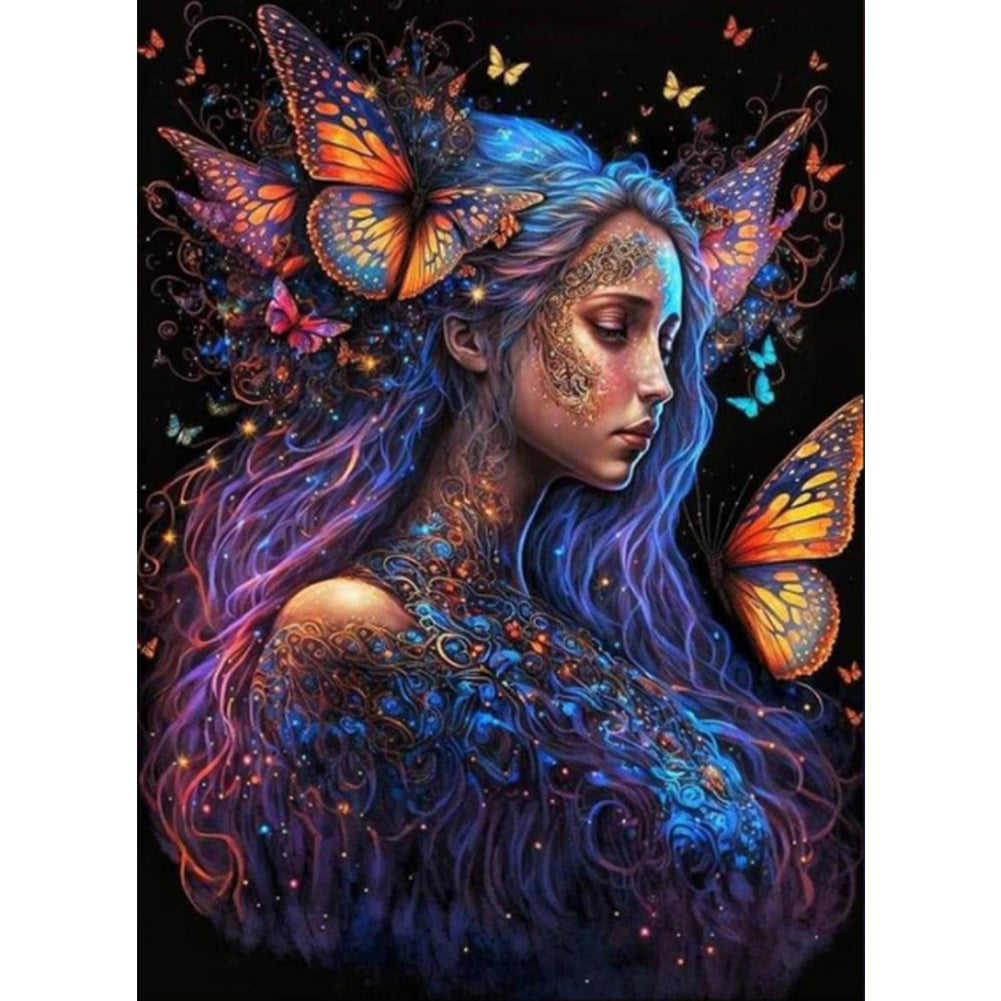 Butterfly Girl - Full Round AB Drill Diamond Painting 40*55CM