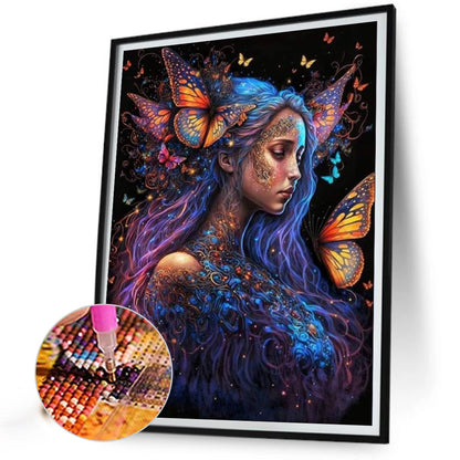 Butterfly Girl - Full Round AB Drill Diamond Painting 40*55CM