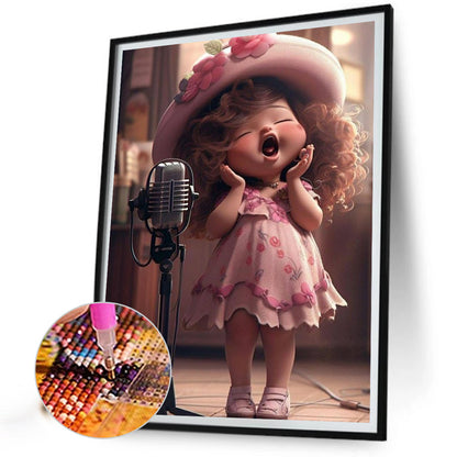 Little Girl Singing - Full Round Drill Diamond Painting 40*50CM