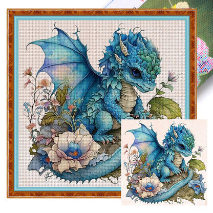 Cute Flower Pterosaur - 11CT Stamped Cross Stitch 50*50CM