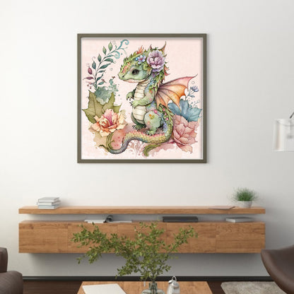 Cute Flower Pterosaur - 11CT Stamped Cross Stitch 50*50CM