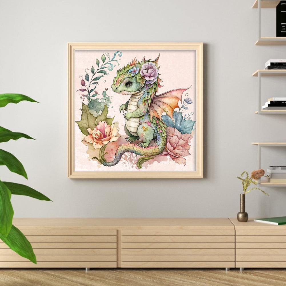 Cute Flower Pterosaur - 11CT Stamped Cross Stitch 50*50CM