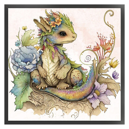 Cute Flower Pterosaur - 11CT Stamped Cross Stitch 50*50CM