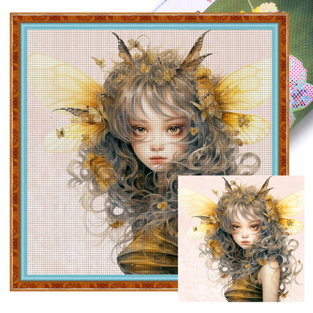 Bee Girl - 11CT Stamped Cross Stitch 50*50CM