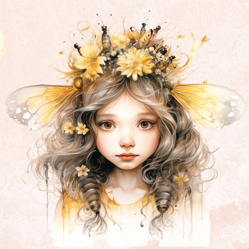 Bee Girl - 11CT Stamped Cross Stitch 50*50CM