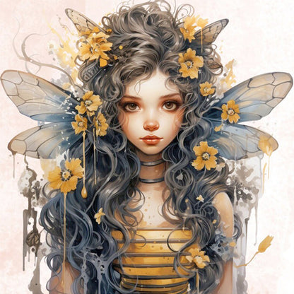 Bee Girl - 11CT Stamped Cross Stitch 50*50CM