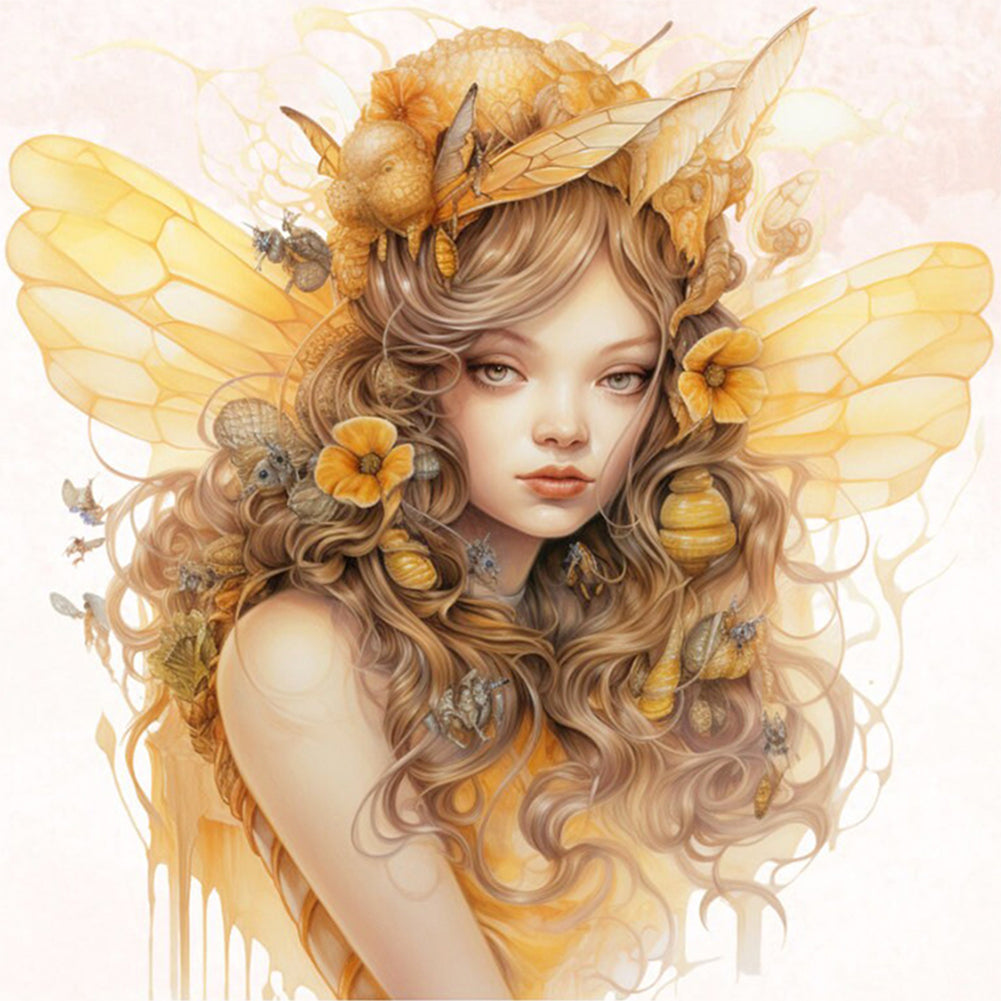 Bee Girl - 11CT Stamped Cross Stitch 50*50CM