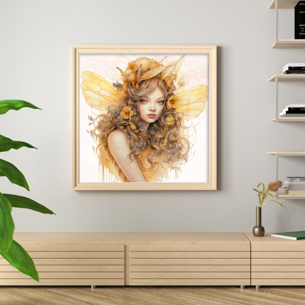 Bee Girl - 11CT Stamped Cross Stitch 50*50CM