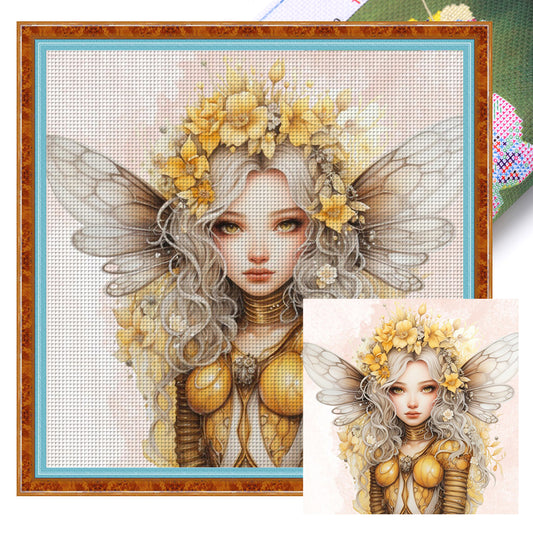 Bee Girl - 11CT Stamped Cross Stitch 50*50CM